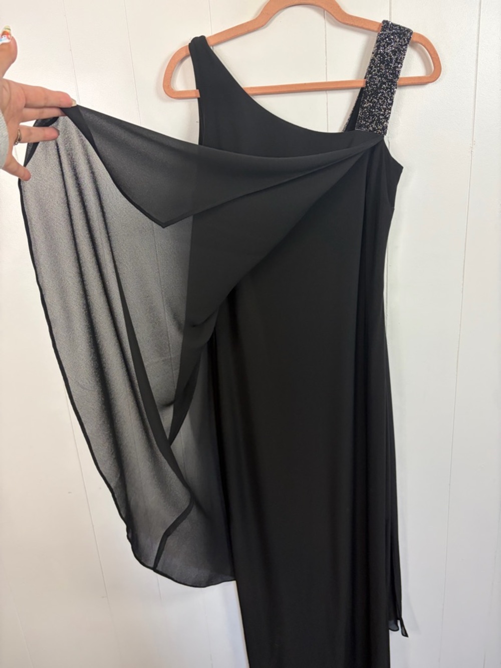 Frank Lyman Design Black Tie Chiffon Wedding Guest Evening Dress Long Size 4 - Picture 5 of 13
